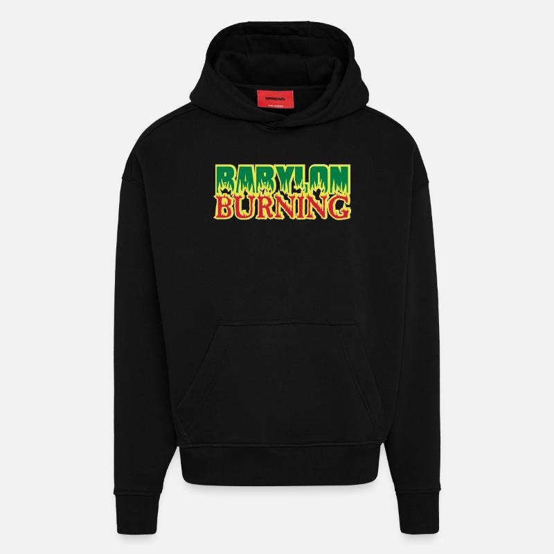 babylon burning 01 - Hoodie- made by SPREAD  - SOLID BLACK