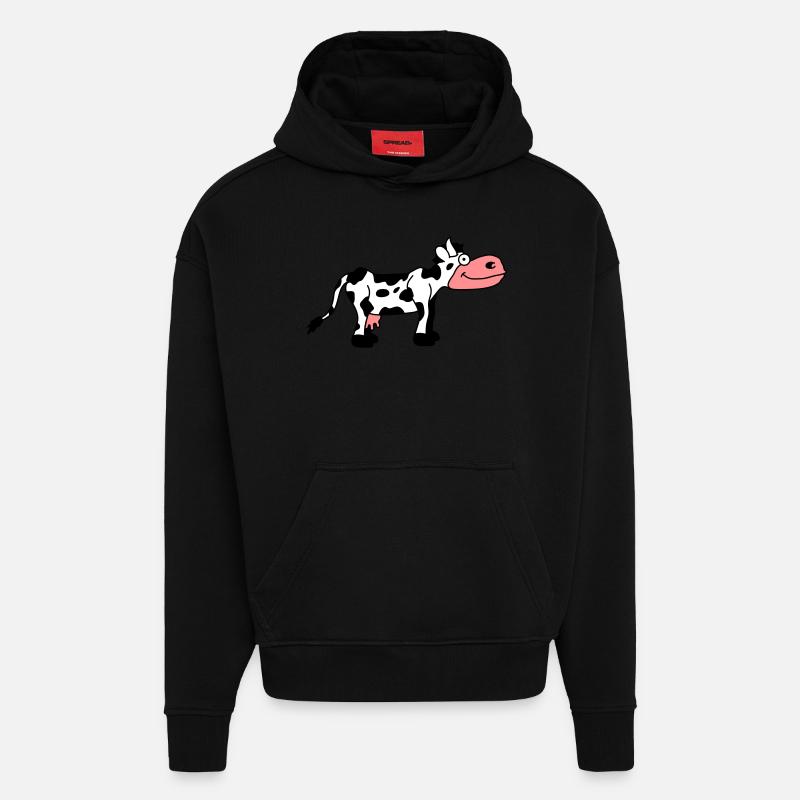 Cow Comic - Sweat à capuche bio épais oversize fabriqué en UE - SOLID BLACK