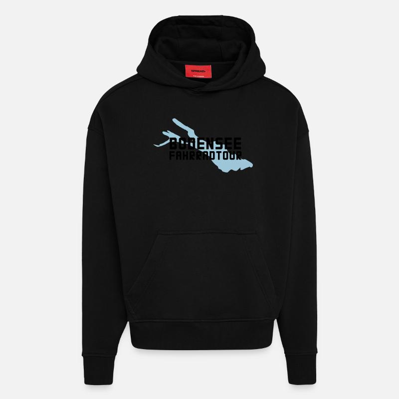 Bodensee Bike Tour - Sweat à capuche bio épais oversize fabriqué en UE - SOLID BLACK