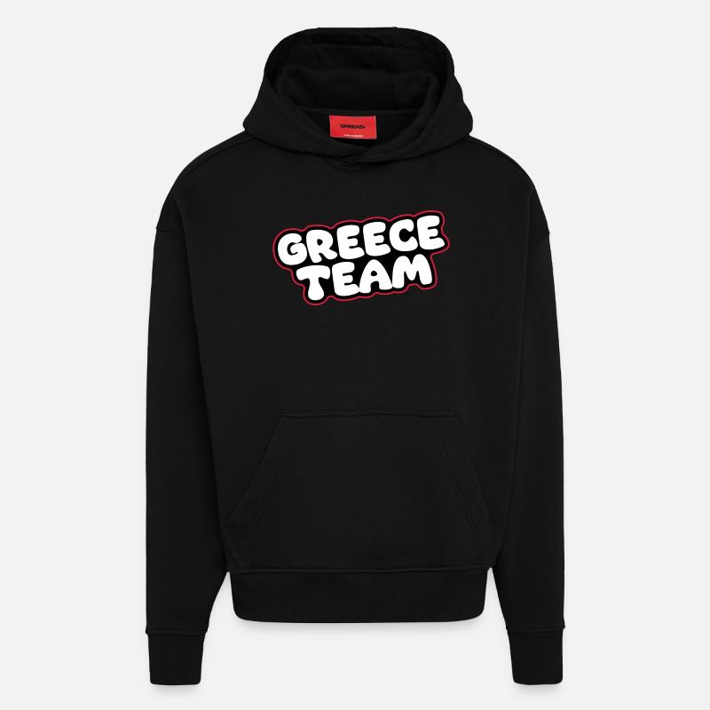 Équipe Grèce - Sweat à capuche bio épais oversize fabriqué en UE - SOLID BLACK
