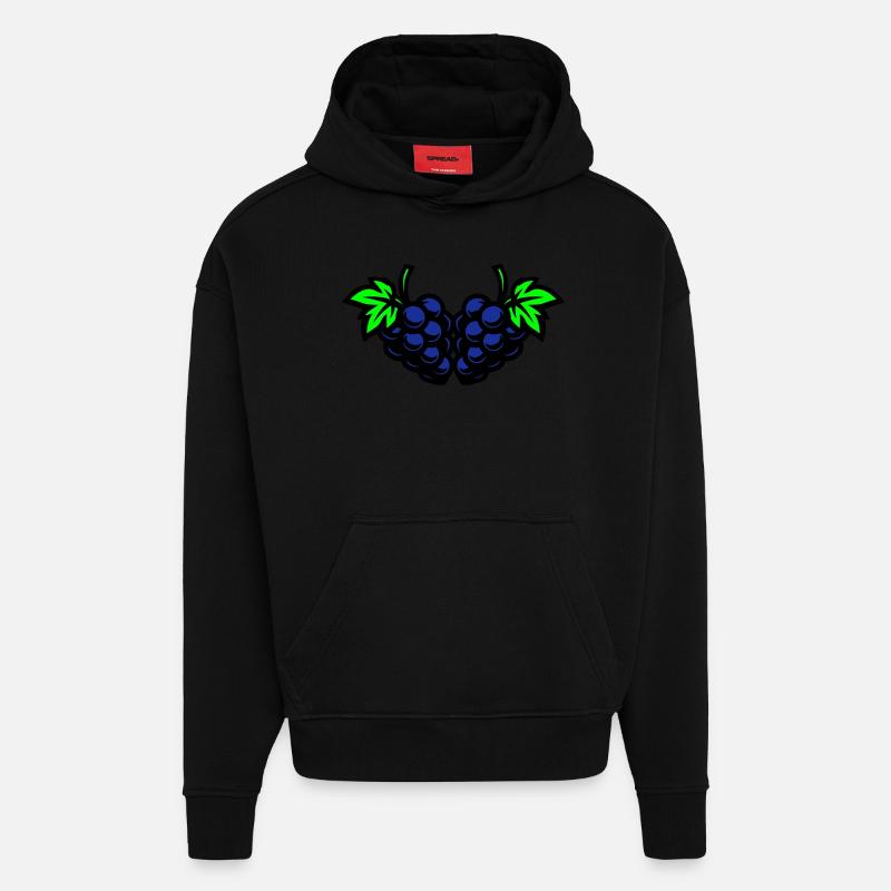 Raisins Raisins - Sweat à capuche bio épais oversize fabriqué en UE - SOLID BLACK