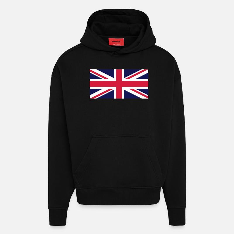 UNION JACK 2 - Sweat à capuche bio épais oversize fabriqué en UE - SOLID BLACK