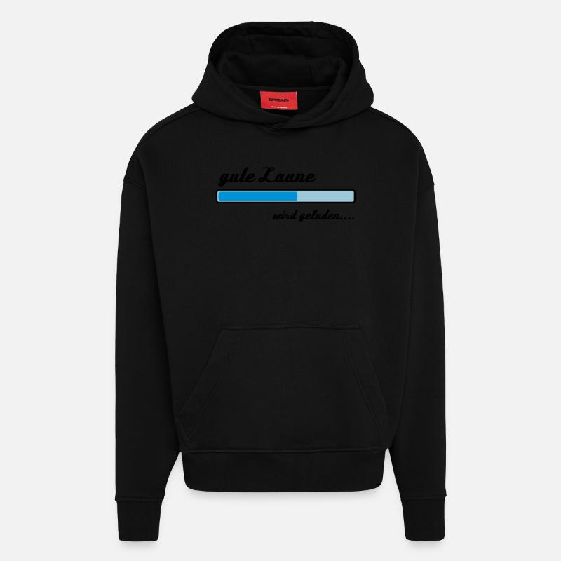 Bonne humeur se charge ... - Sweat à capuche bio épais oversize fabriqué en UE - SOLID BLACK