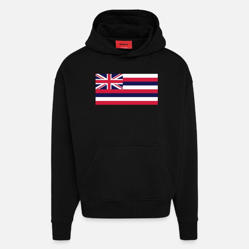 Hawaï - Sweat à capuche bio épais oversize fabriqué en UE - SOLID BLACK