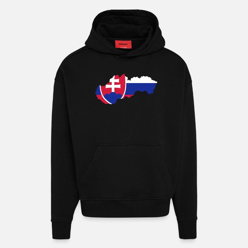 Slovaquie - Sweat à capuche bio épais oversize fabriqué en UE - SOLID BLACK
