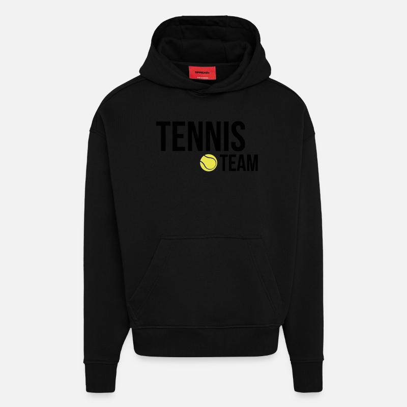 tennis_team - Sweat à capuche bio épais oversize fabriqué en UE - SOLID BLACK