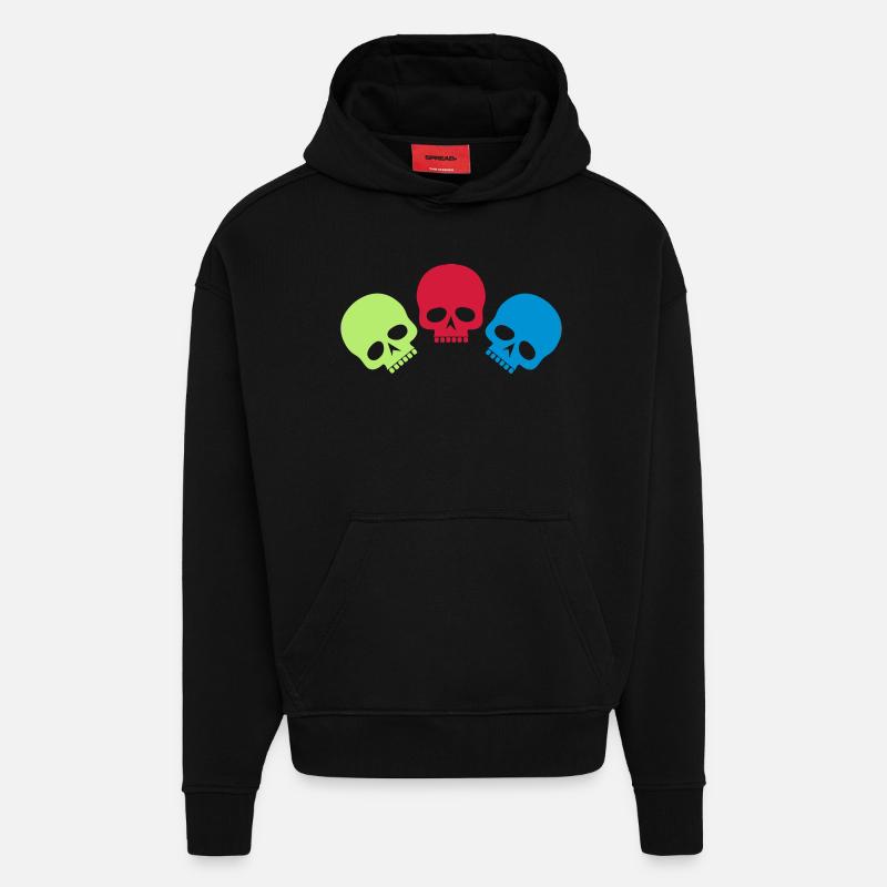 Drei Totenköpfe - Hoodie- made by SPREAD  - SOLID BLACK