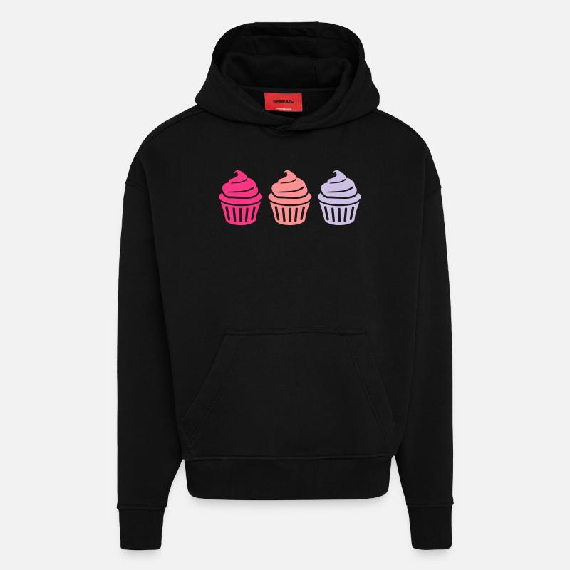 Cupcake - Sweat à capuche bio épais oversize fabriqué en UE - SOLID BLACK