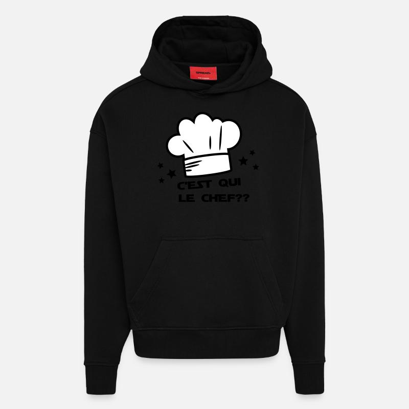 C'est qui le chef - Sweat à capuche bio épais oversize fabriqué en UE - SOLID BLACK