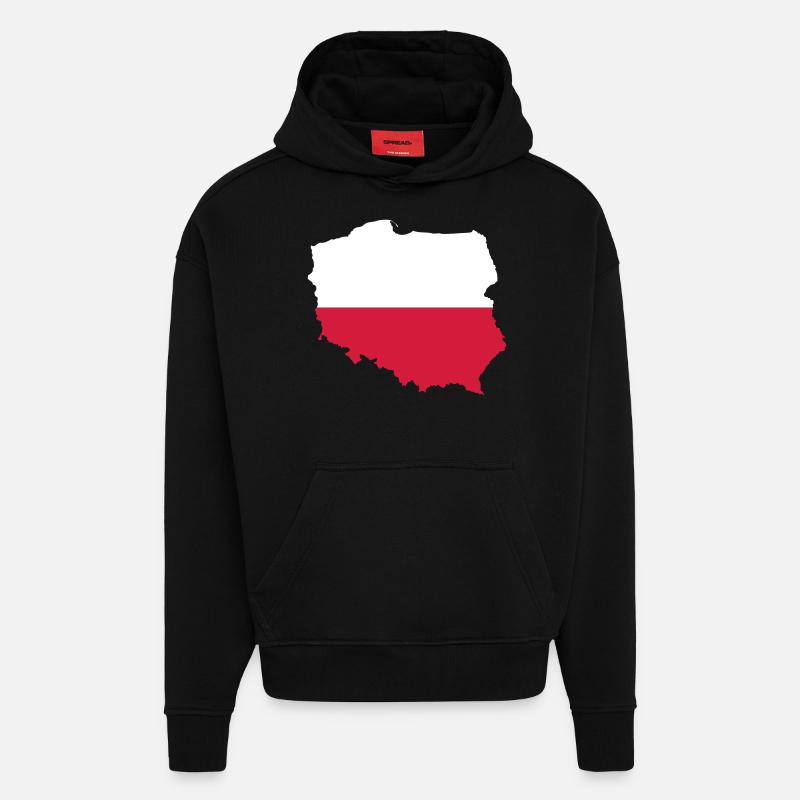 Pologne - Sweat à capuche bio épais oversize fabriqué en UE - SOLID BLACK