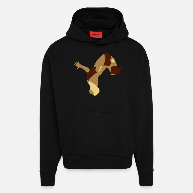 BACKFLIP / Parkour - CAMO / CAMO - Sweat à capuche bio épais oversize fabriqué en UE - SOLID BLACK