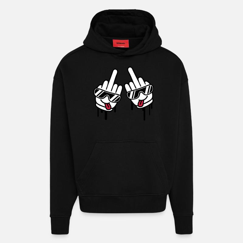 Cool Fuck Off Hands - Sweat à capuche bio épais oversize fabriqué en UE - SOLID BLACK