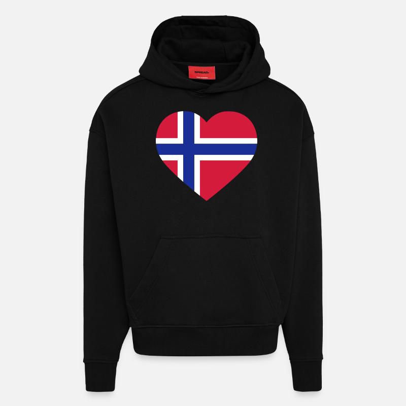 Coeur de Norvège - Sweat à capuche bio épais oversize fabriqué en UE - SOLID BLACK