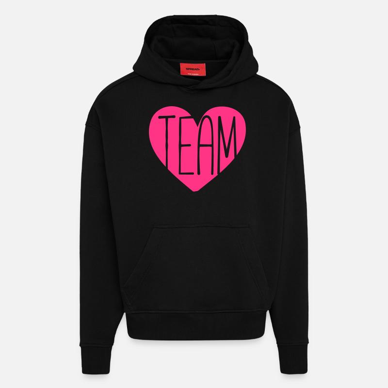 heart team - Hoodie- made by SPREAD  - SOLID BLACK