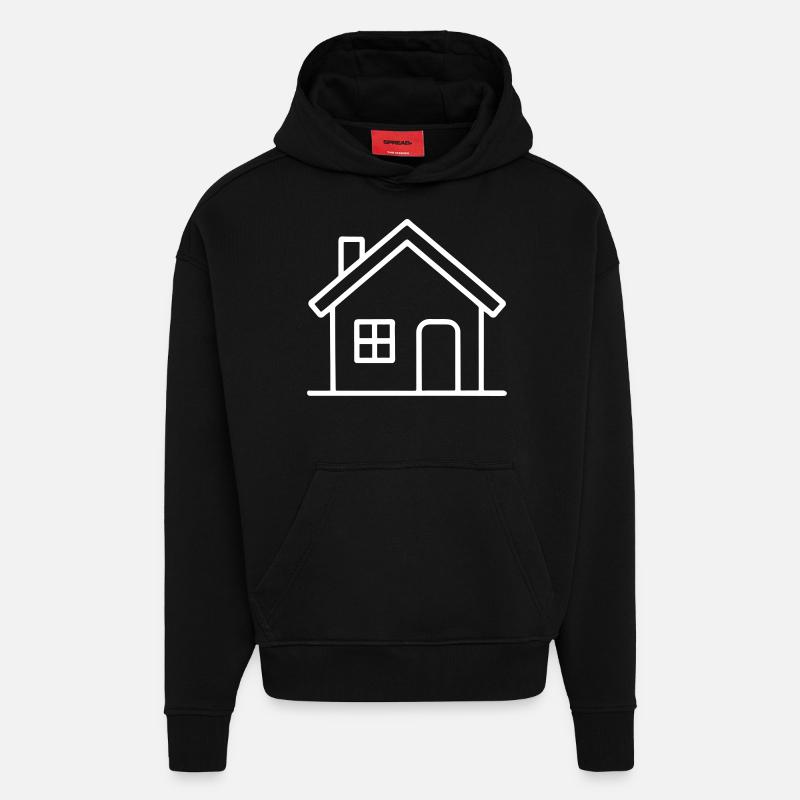 Icône de la maison - Sweat à capuche bio épais oversize fabriqué en UE - SOLID BLACK