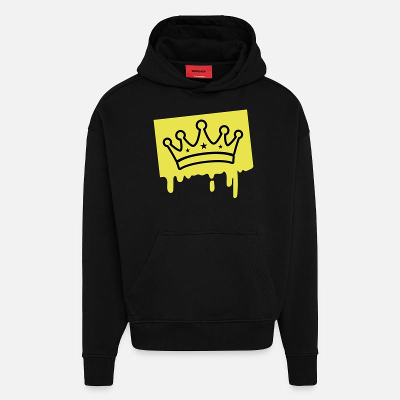 Symbole de la couronne - Sweat à capuche bio épais oversize fabriqué en UE - SOLID BLACK