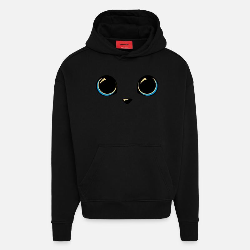 yeux chat - Sweat à capuche bio épais oversize fabriqué en UE - SOLID BLACK
