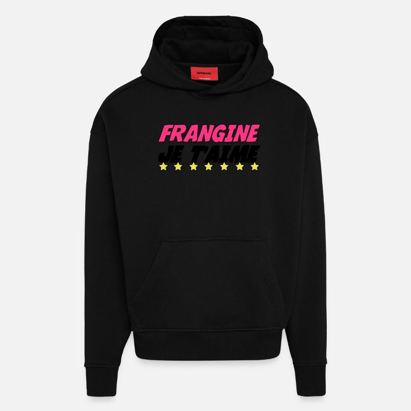 FRANGINE JE t 'aime - Sweat à capuche bio épais oversize fabriqué en UE - SOLID BLACK