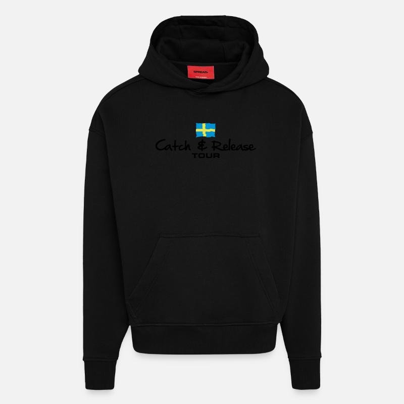 C & R Suède Visite - Sweat à capuche bio épais oversize fabriqué en UE - SOLID BLACK