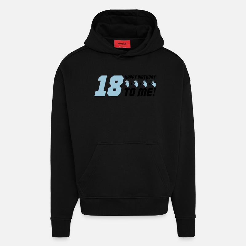 Joyeux anniversaire à moi 18 - Sweat à capuche bio épais oversize fabriqué en UE - SOLID BLACK