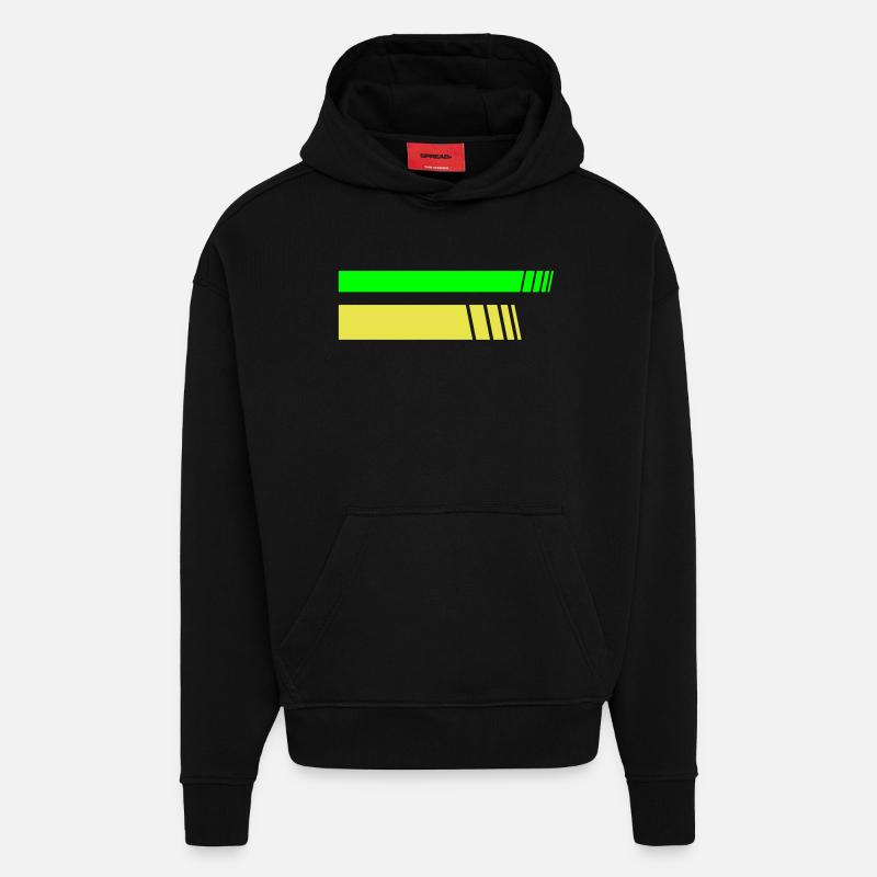 Rayures - Sweat à capuche bio épais oversize fabriqué en UE - SOLID BLACK