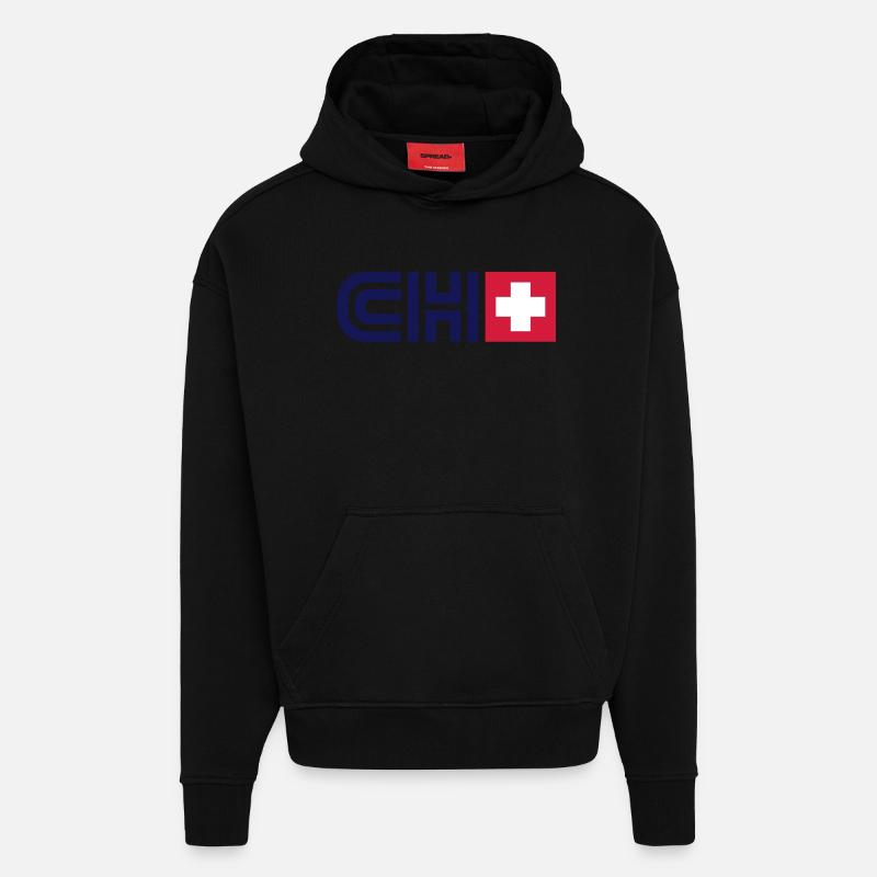 Switzerland__V001 - Sweat à capuche bio épais oversize fabriqué en UE - SOLID BLACK