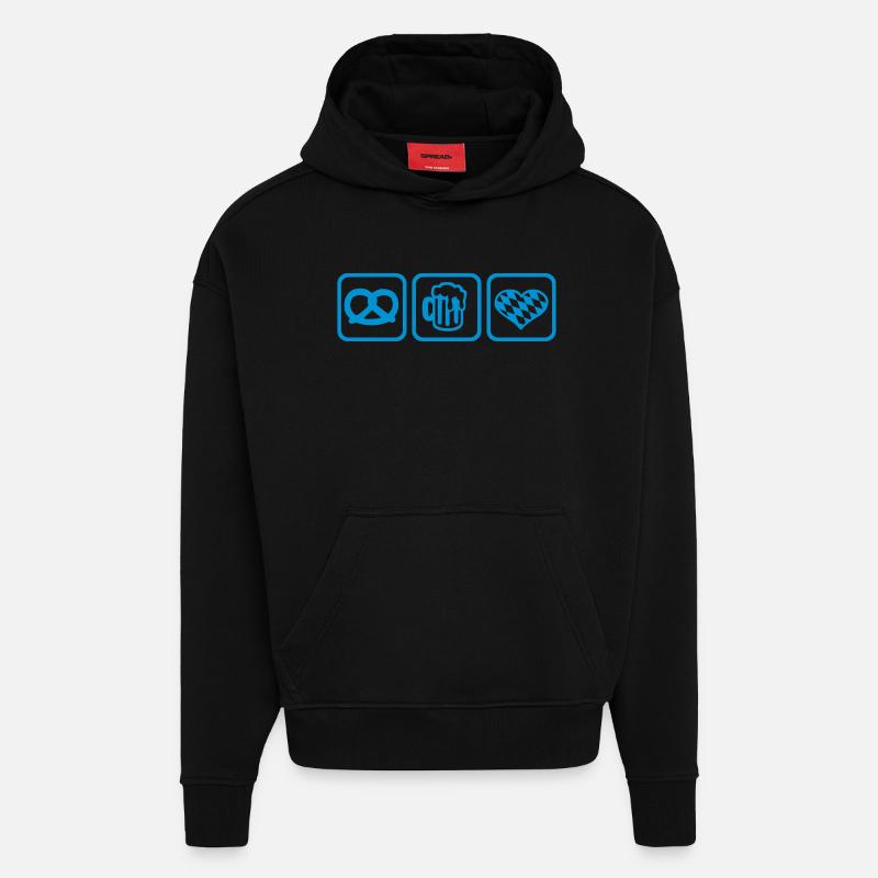 Wiesn - Sweat à capuche bio épais oversize fabriqué en UE - SOLID BLACK