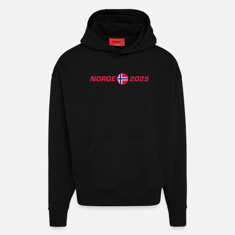 Norvège 2025 - Sweat à capuche bio épais oversize fabriqué en UE - SOLID BLACK