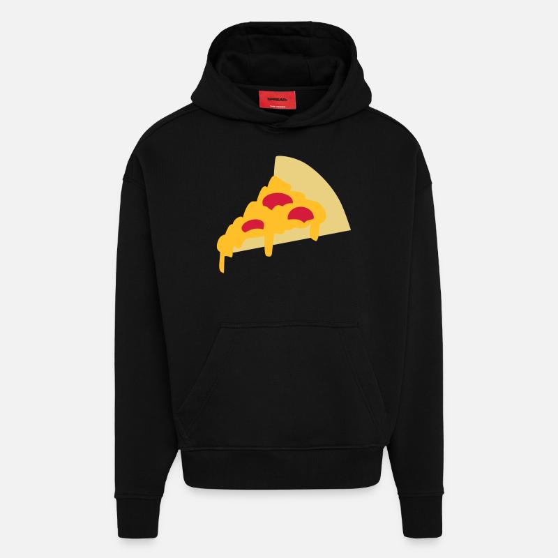 Pizza - Sweat à capuche bio épais oversize fabriqué en UE - SOLID BLACK