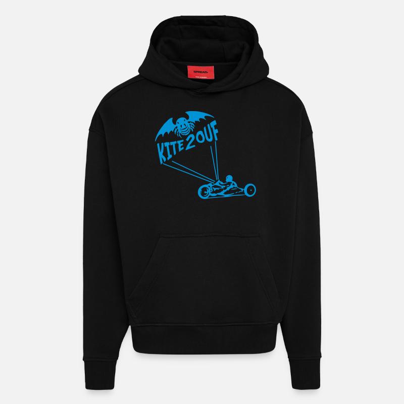 kite2ouf - Sweat à capuche bio épais oversize fabriqué en UE - SOLID BLACK