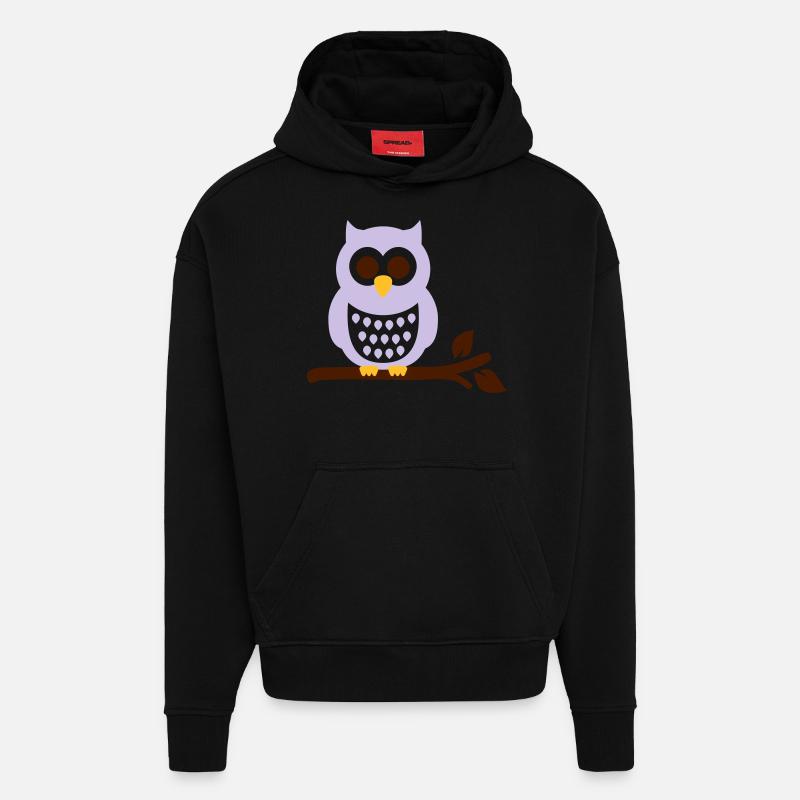 Chouette Hibou - Sweat à capuche bio épais oversize fabriqué en UE - SOLID BLACK