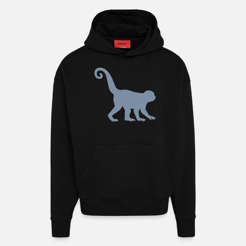Silhouette de singe - Sweat à capuche bio épais oversize fabriqué en UE - SOLID BLACK