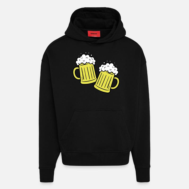 Griller de la bière Boire - Sweat à capuche bio épais oversize fabriqué en UE - SOLID BLACK