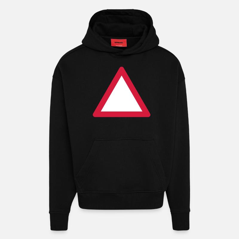 Blank Warning Triangle - Hoodie- made by SPREAD  - SOLID BLACK