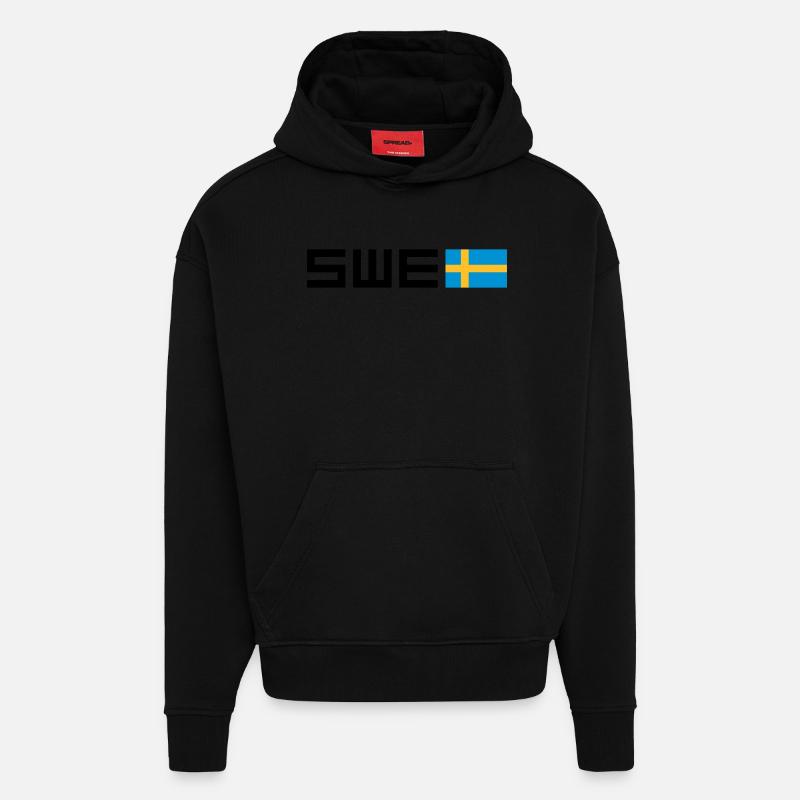 Suède - Sweat à capuche bio épais oversize fabriqué en UE - SOLID BLACK