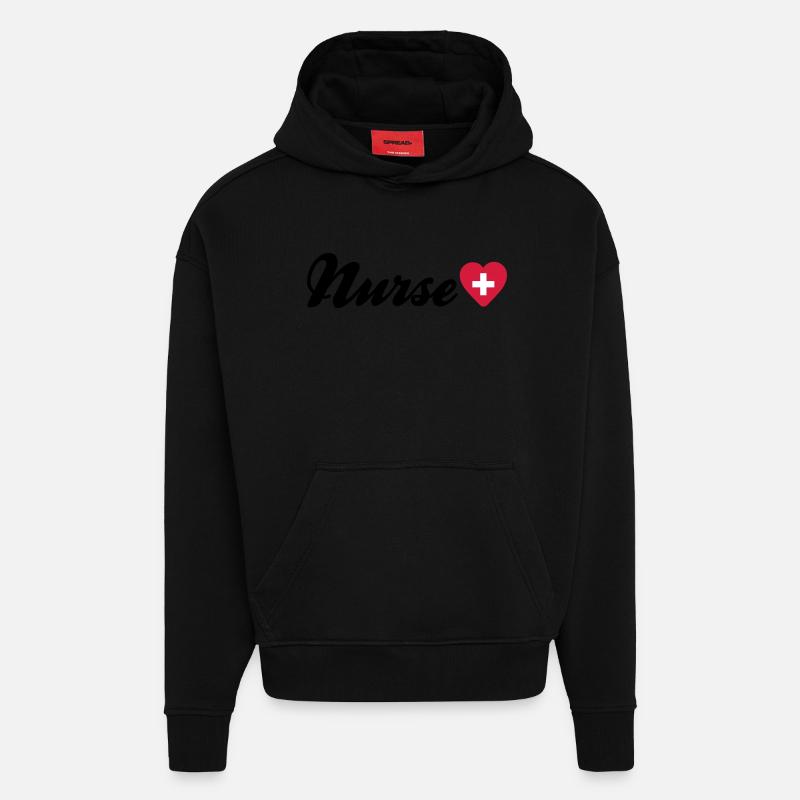 nurse - Sweat à capuche bio épais oversize fabriqué en UE - SOLID BLACK