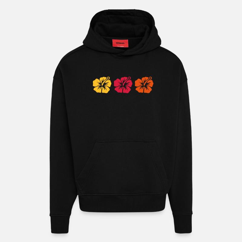 Hibiscus - Sweat à capuche bio épais oversize fabriqué en UE - SOLID BLACK