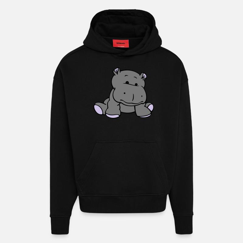 Hippo- / Nilpferd- / Flusspferd-Baby (3C) - Hoodie- made by SPREAD  - SOLID BLACK