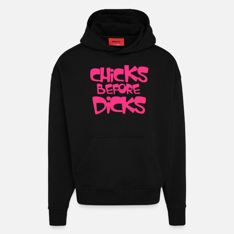 poussins avant bites - Sweat à capuche bio épais oversize fabriqué en UE - SOLID BLACK