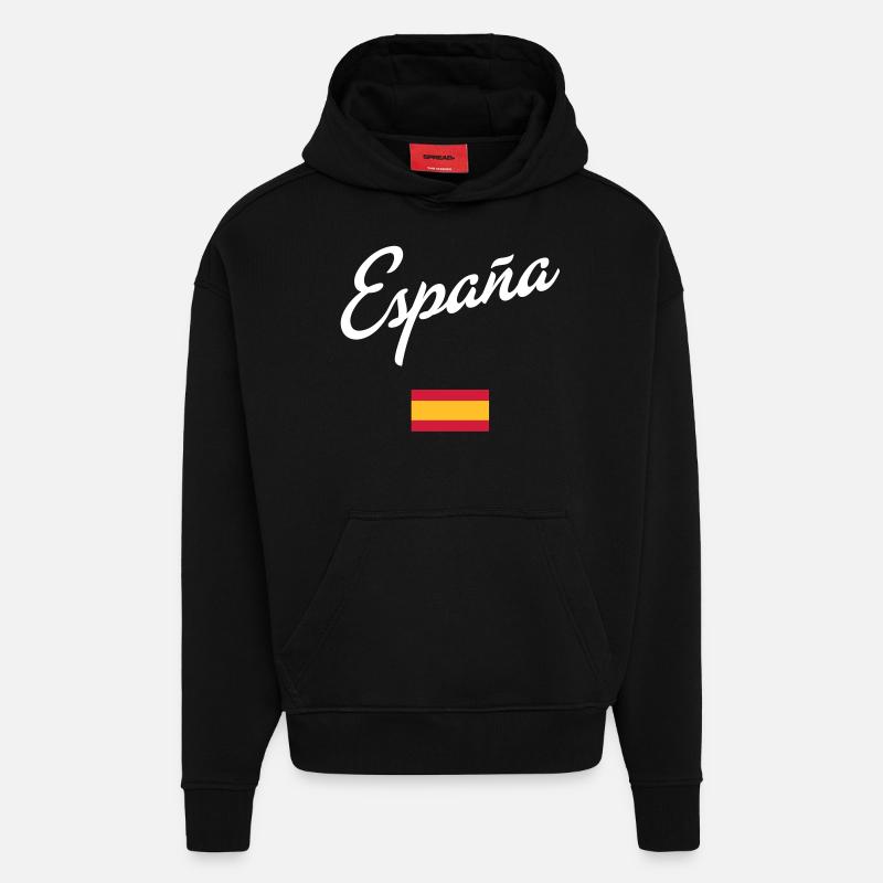 España - Sweat à capuche bio épais oversize fabriqué en UE - SOLID BLACK