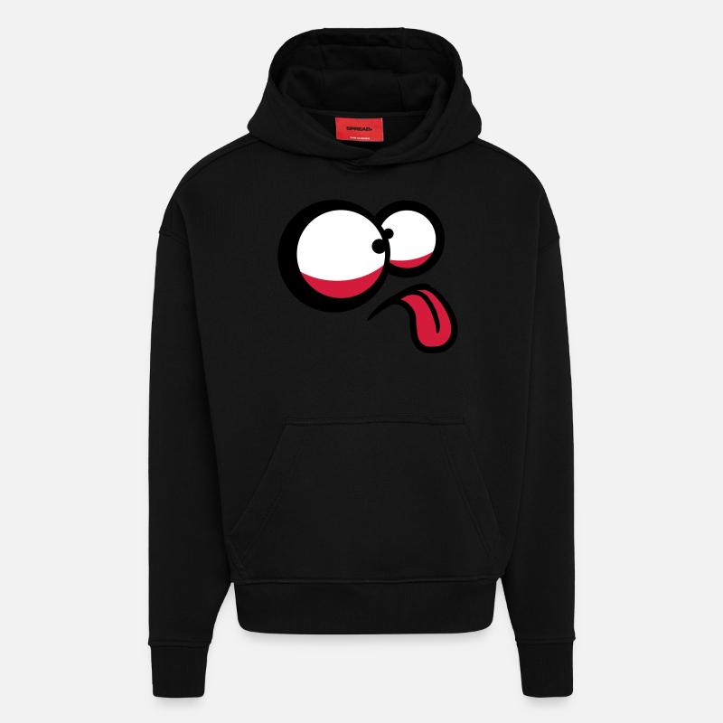 Crazy Comic Face - Sweat à capuche bio épais oversize fabriqué en UE - SOLID BLACK