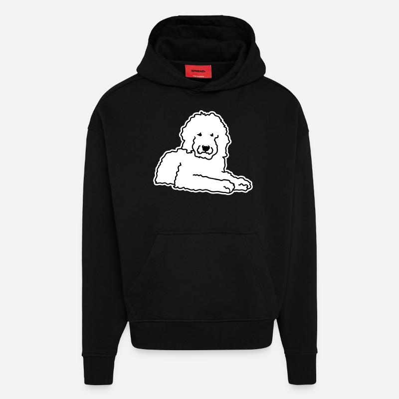 Goldendoodle - Sweat à capuche bio épais oversize fabriqué en UE - SOLID BLACK