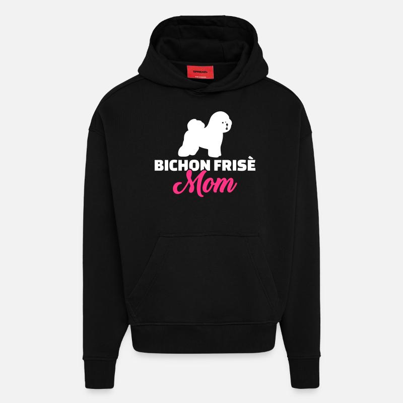 Bichon Frise - Sweat à capuche bio épais oversize fabriqué en UE - SOLID BLACK