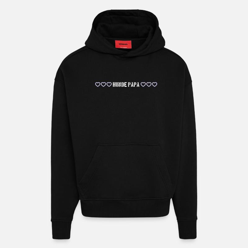 Chiens Papa Coeur - Sweat à capuche bio épais oversize fabriqué en UE - SOLID BLACK