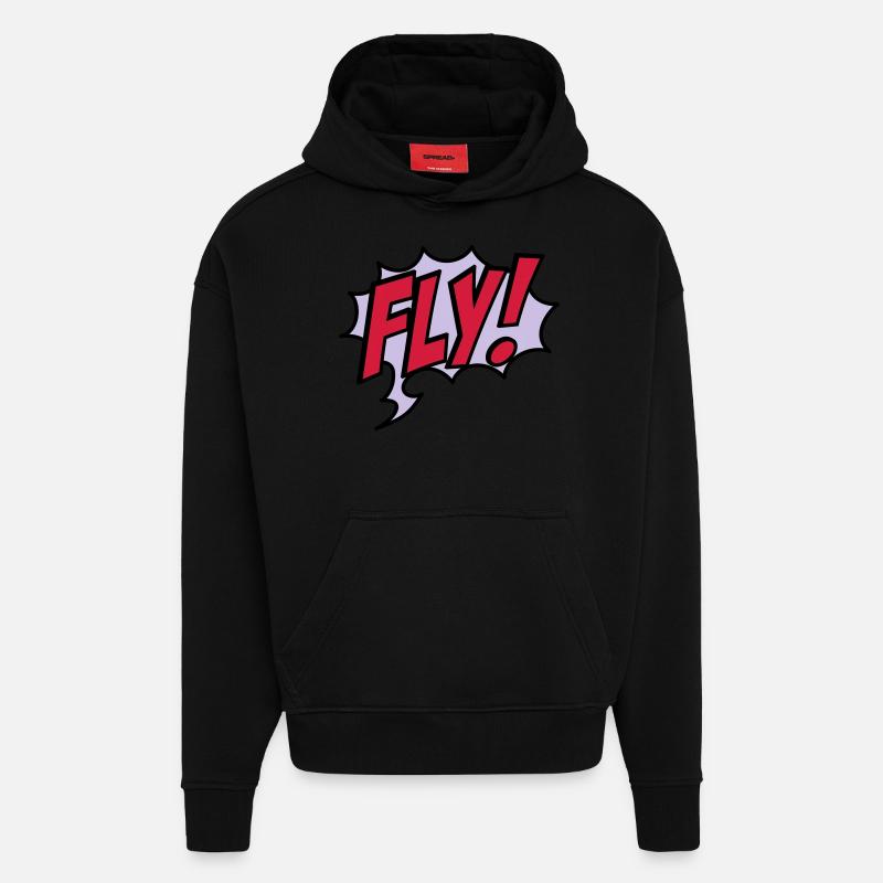 fly - Sweat à capuche bio épais oversize fabriqué en UE - SOLID BLACK