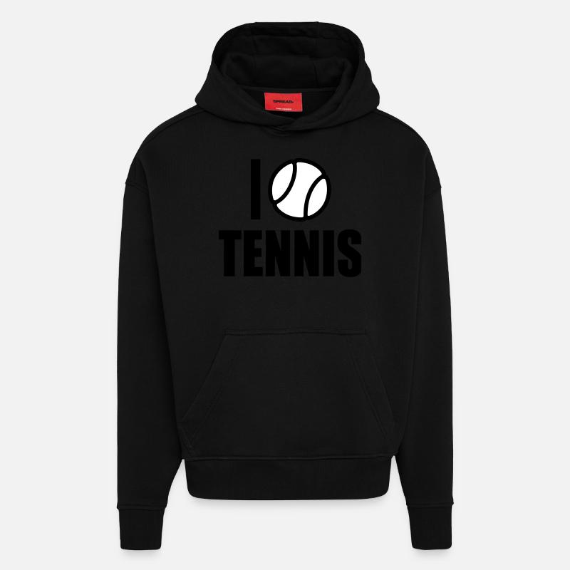 J’adore le tennis - Sweat à capuche bio épais oversize fabriqué en UE - SOLID BLACK