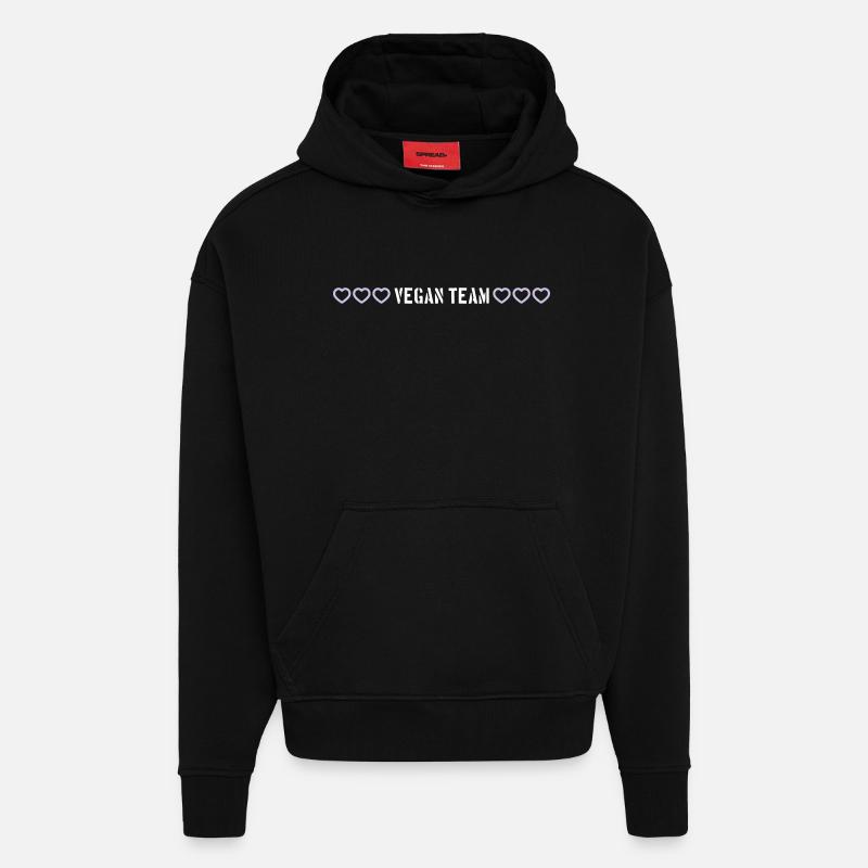 Coeurs d’équipe végétaliens - Sweat à capuche bio épais oversize fabriqué en UE - SOLID BLACK