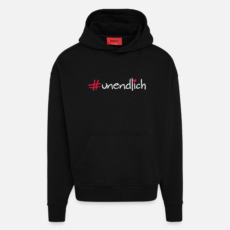 infini - Sweat à capuche bio épais oversize fabriqué en UE - SOLID BLACK