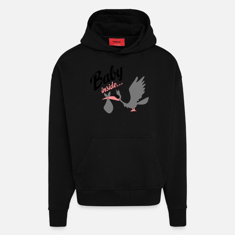 grossesse - Sweat à capuche bio épais oversize fabriqué en UE - SOLID BLACK