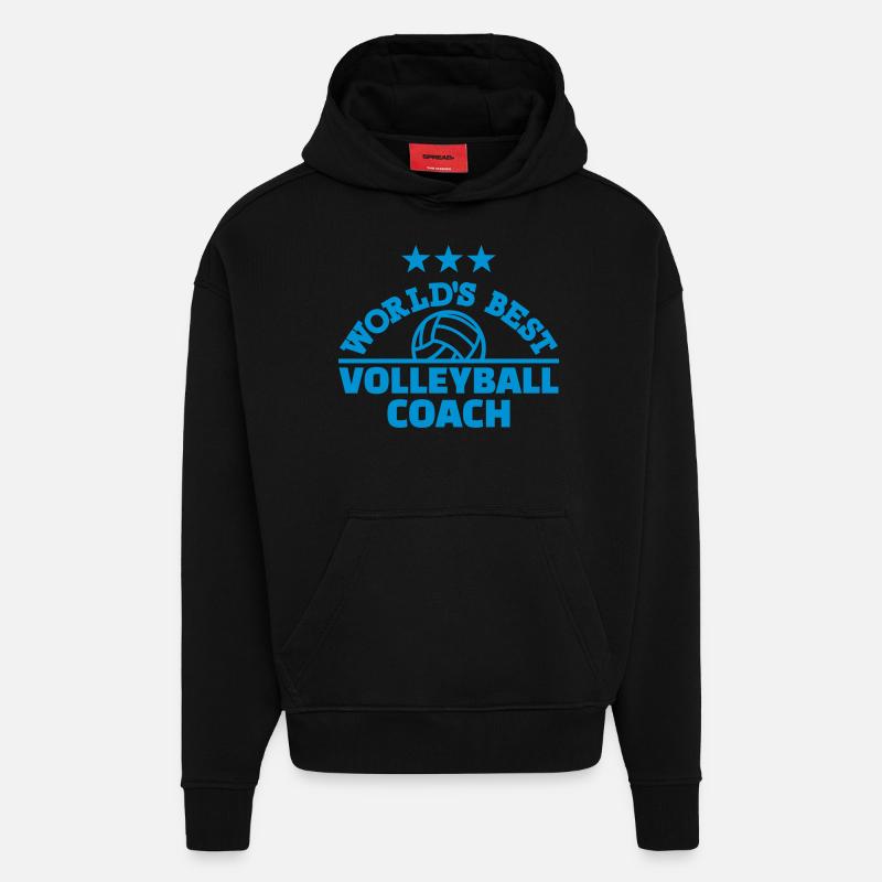 Volleyball coach - Sweat à capuche bio épais oversize fabriqué en UE - SOLID BLACK